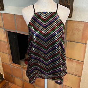 Amanda Uprichard Halette Top in Mako Sequin Tank, M!